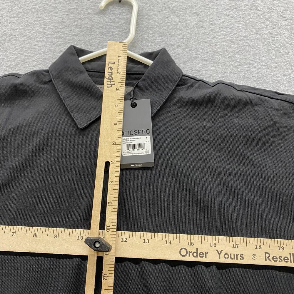 FIGS PRO Ella Scrub Polo Women’s Small Black Technical Pique Pima Cotton NWT - Picture 10 of 13